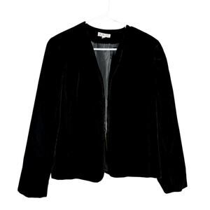 Talbots Black Velvet Velour Elegant Coat C2